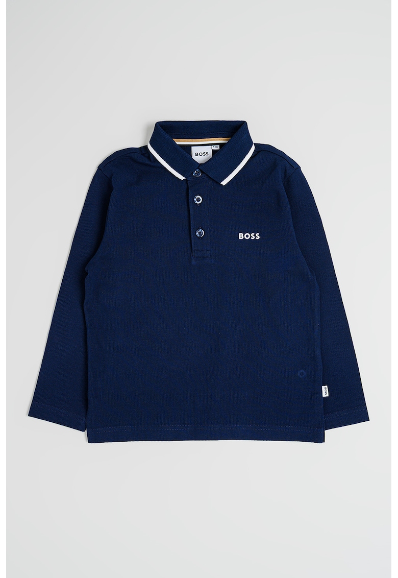 Oferte la Bluza polo cu fenta cu nasturi - Bleumarin