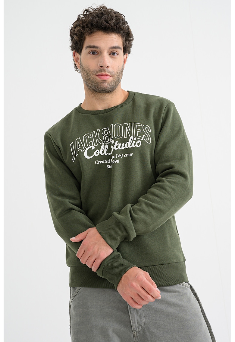Oferte la Bluza de trening regular-fit cu decolteu la baza gatului Makoto - Alb/Kaki pal