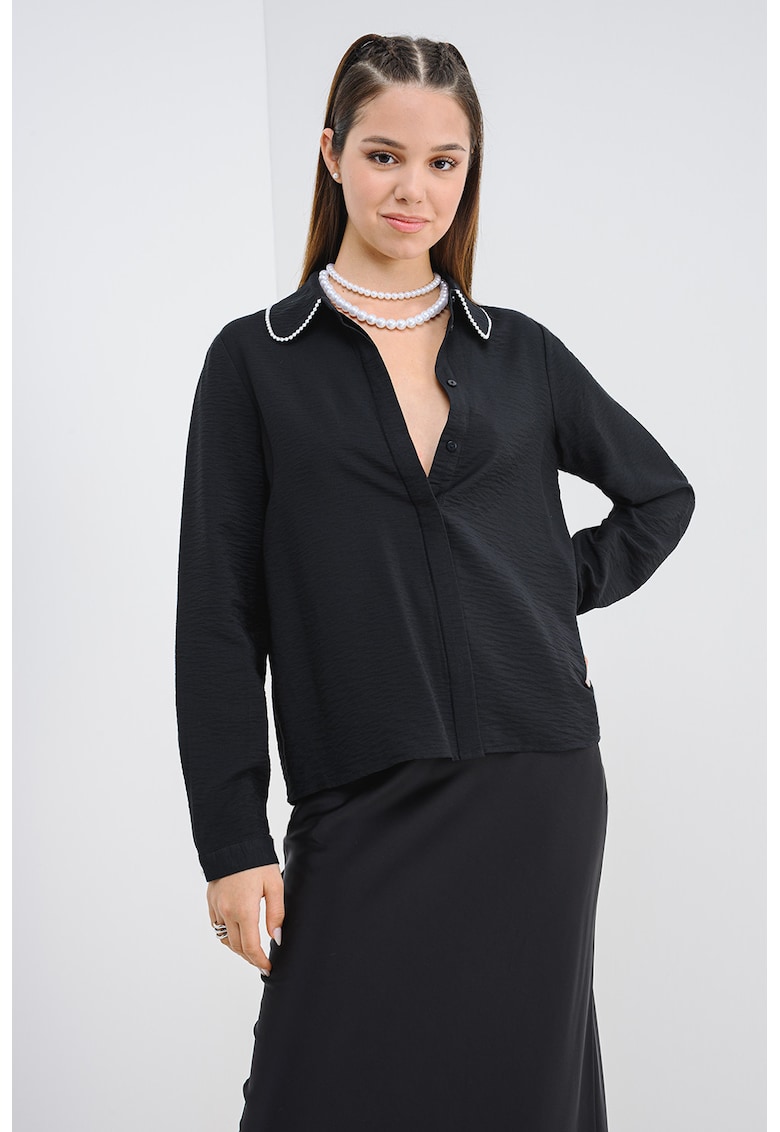 Bluza cu decolteu in V - Negru