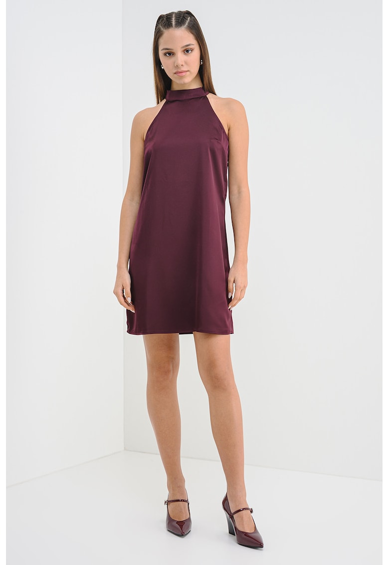 Oferte la Rochie mini cu decolteu halter - Violet pruna