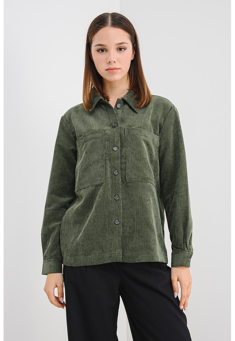 Oferte la Camasa uni cu buzunare pe piept - Verde inchis
