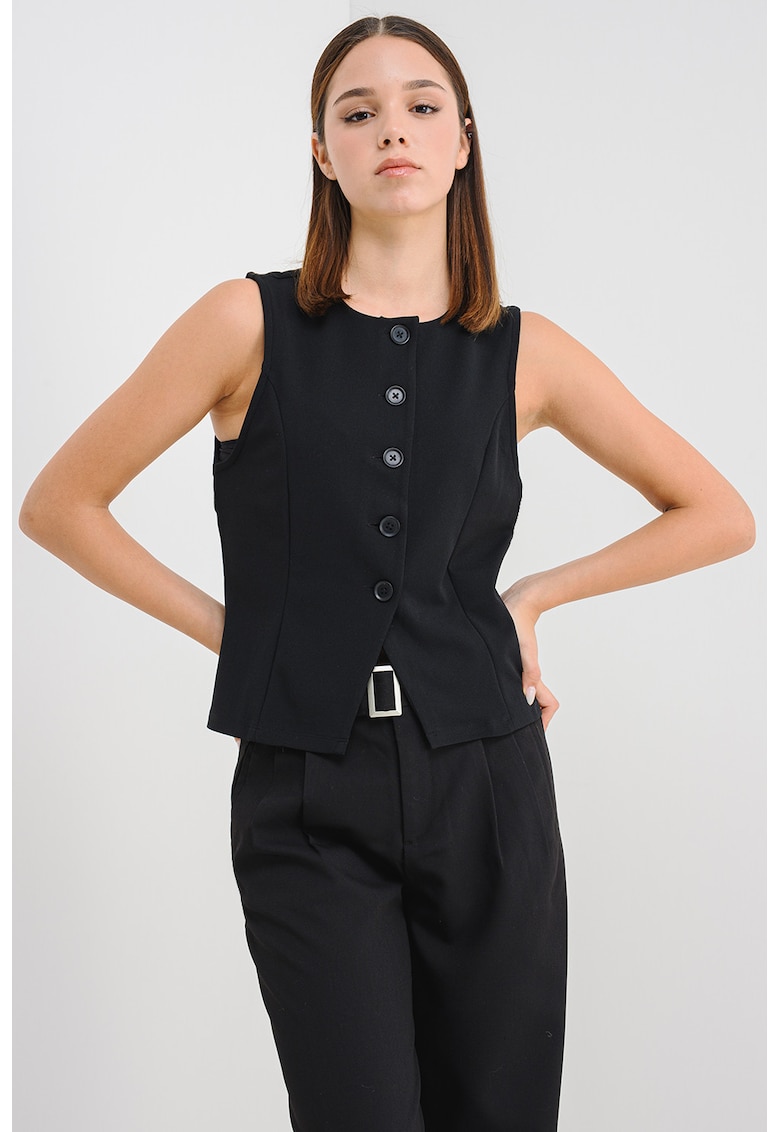 Oferte la Bluza slim fit cu nasturi - Negru