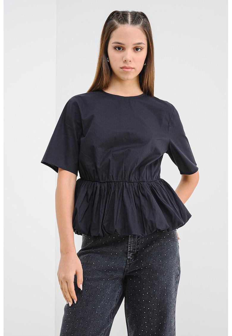 Oferte la Blua din bumbac organic cu talie cu fronseuri - Negru