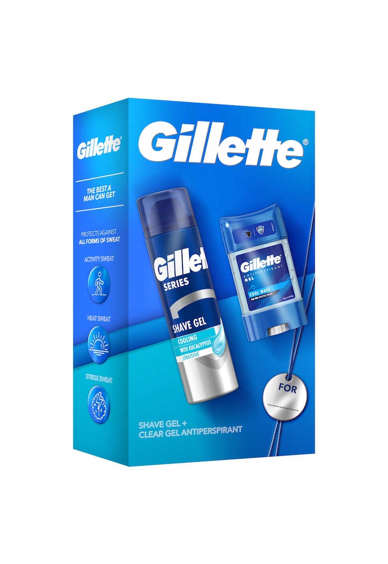 Oferte la Set Cadou  Ingrijire Personala: Deodorant antiperspirant stick Gillette Clear Gel Cool Wave 70 ml - Gel de ras cu efect racoritor Gillette Series cu eucalipt 200 ml