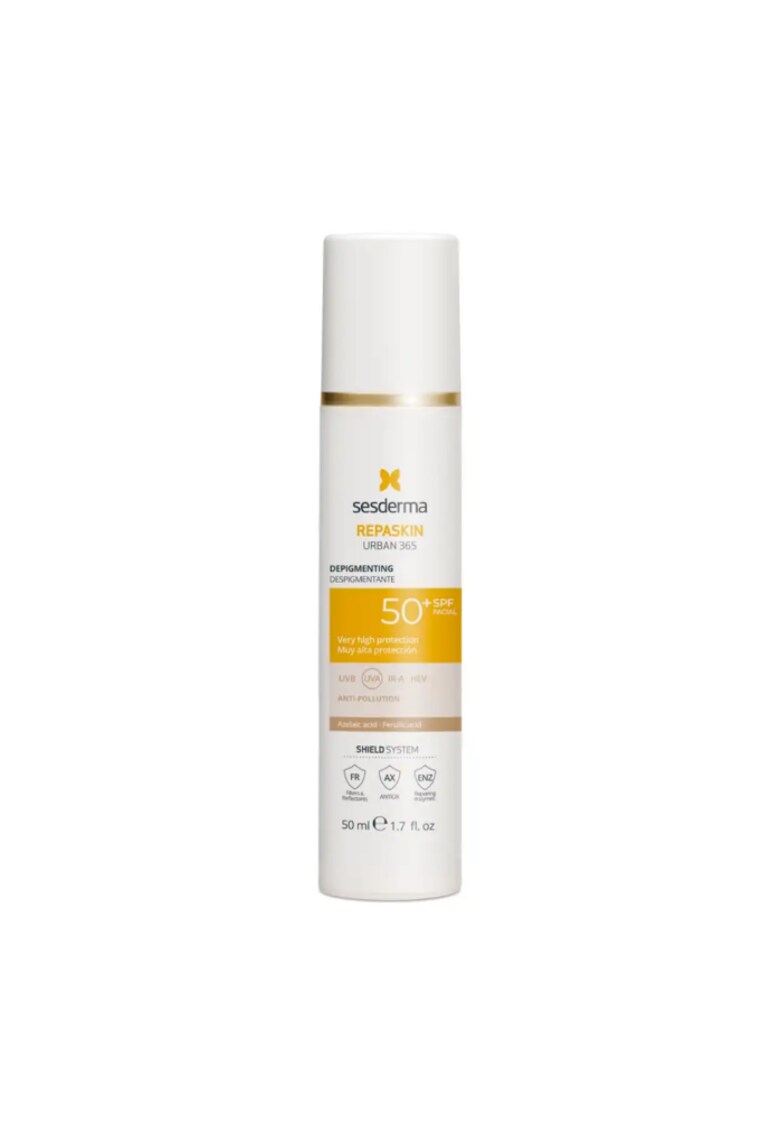 Oferte la Protectie solara foarte ridicata  REPASKIN URBAN 365 Pete Pigmentare SPF50+ - actiune depigmentanta pentru ten uniform - textura cremoasa cu absorbtie rapida - 50ml
