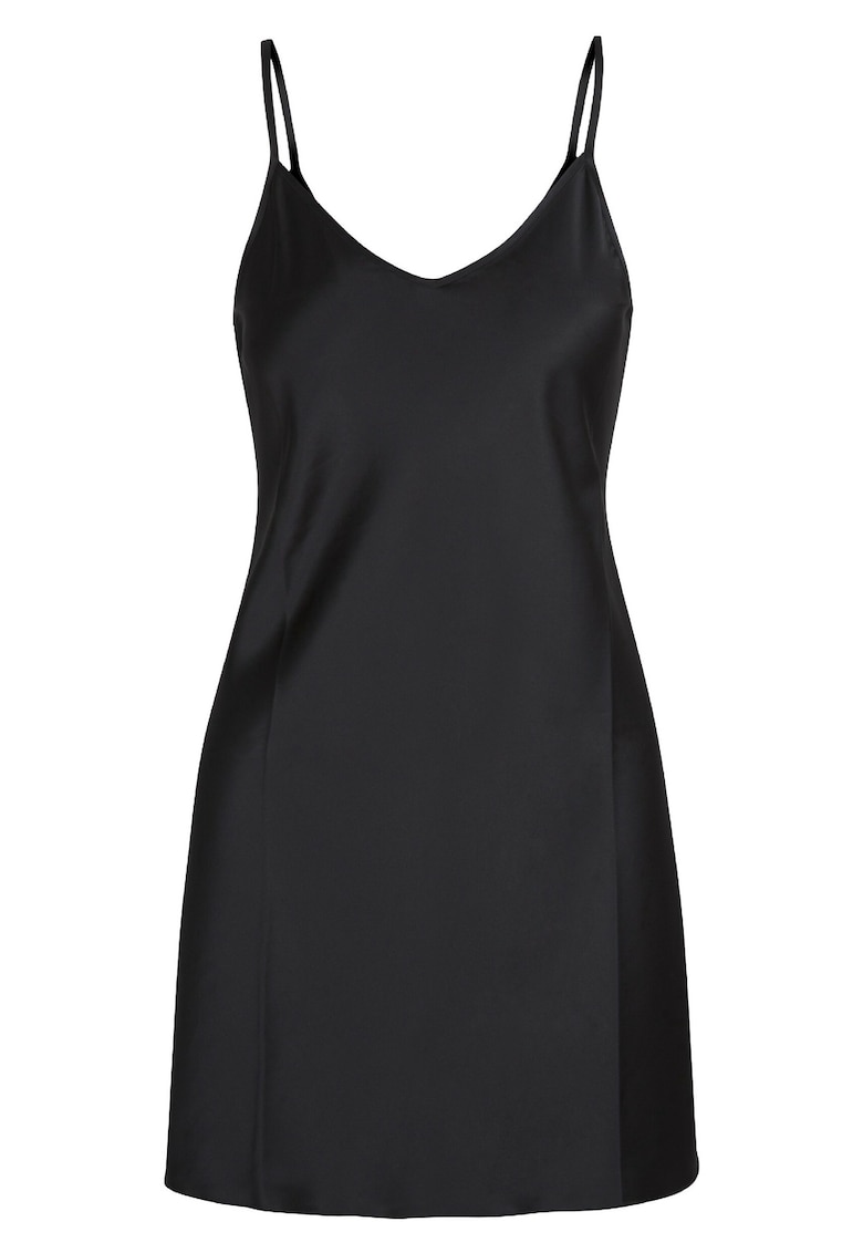 Oferte la Neglijeu de satin cu bretele ajustabile - Negru
