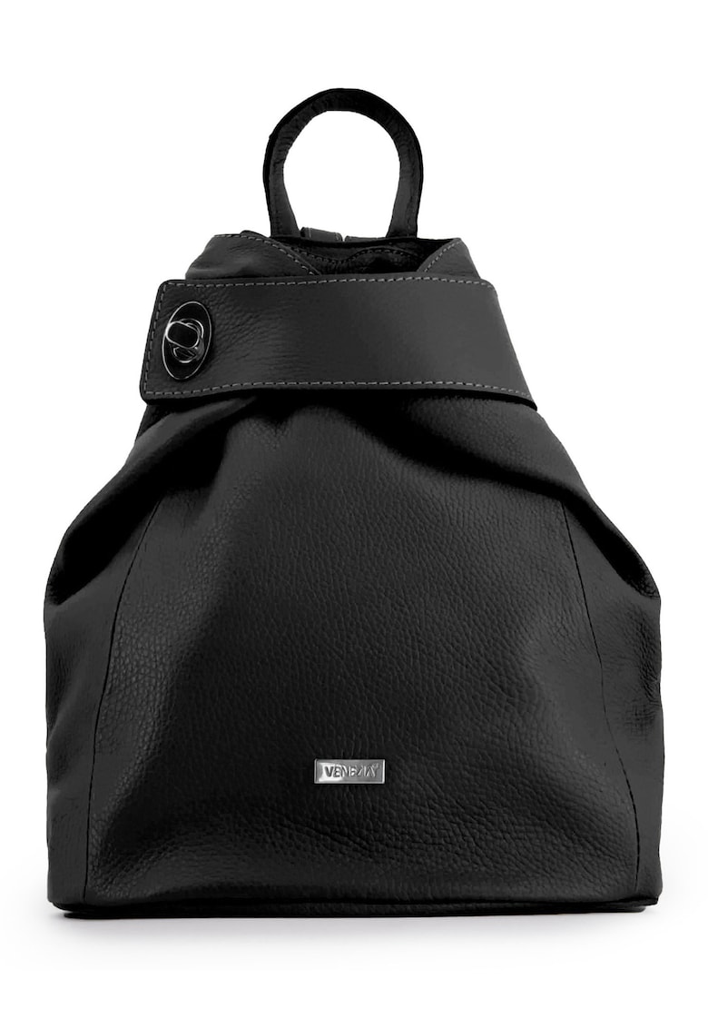 Oferte la Rucsac dama  piele naturala - negru - 33x26x12cm - 3 buzunare interioare - 1 buzunar exterior