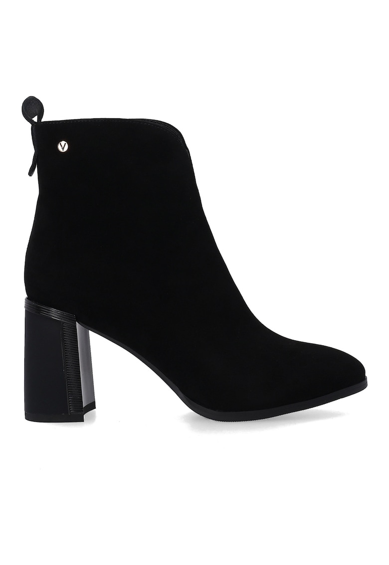 Oferte la Ghete negre din piele intoarsa cu toc decorativ si detalii aurii