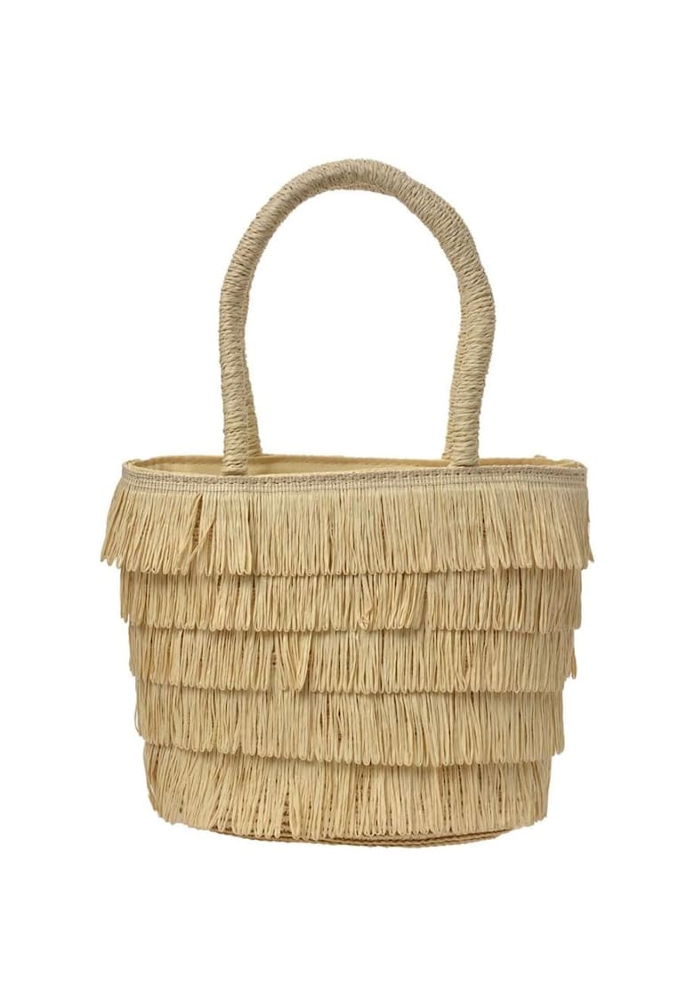 Oferte la Geanta de mana  Juleeze - bej - 24x16x10cm - din poliester - cu franjuri