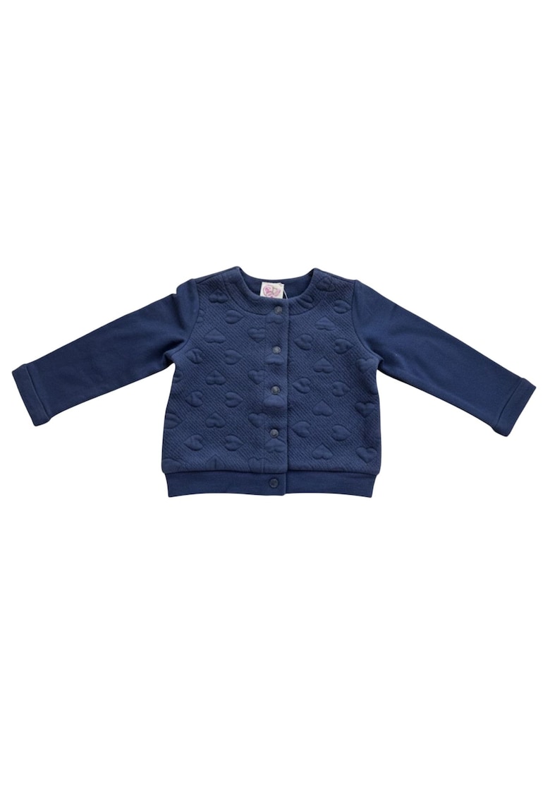 Oferte la Pulover fetita  bleumarin - bumbac si poliester - cu inchidere cu capse - model cu inimioare