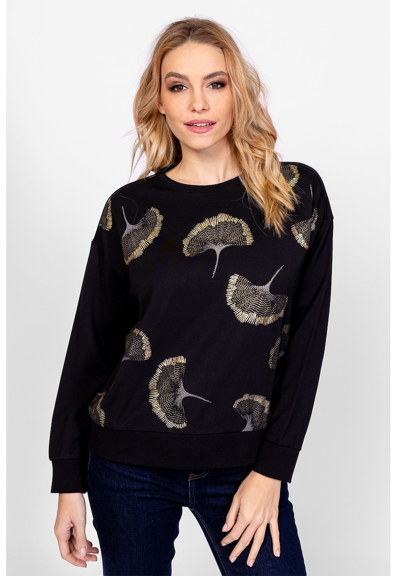 Oferte la Bluza din amestec de modal cu aplicatii - Auriu/Albastru ultramarin