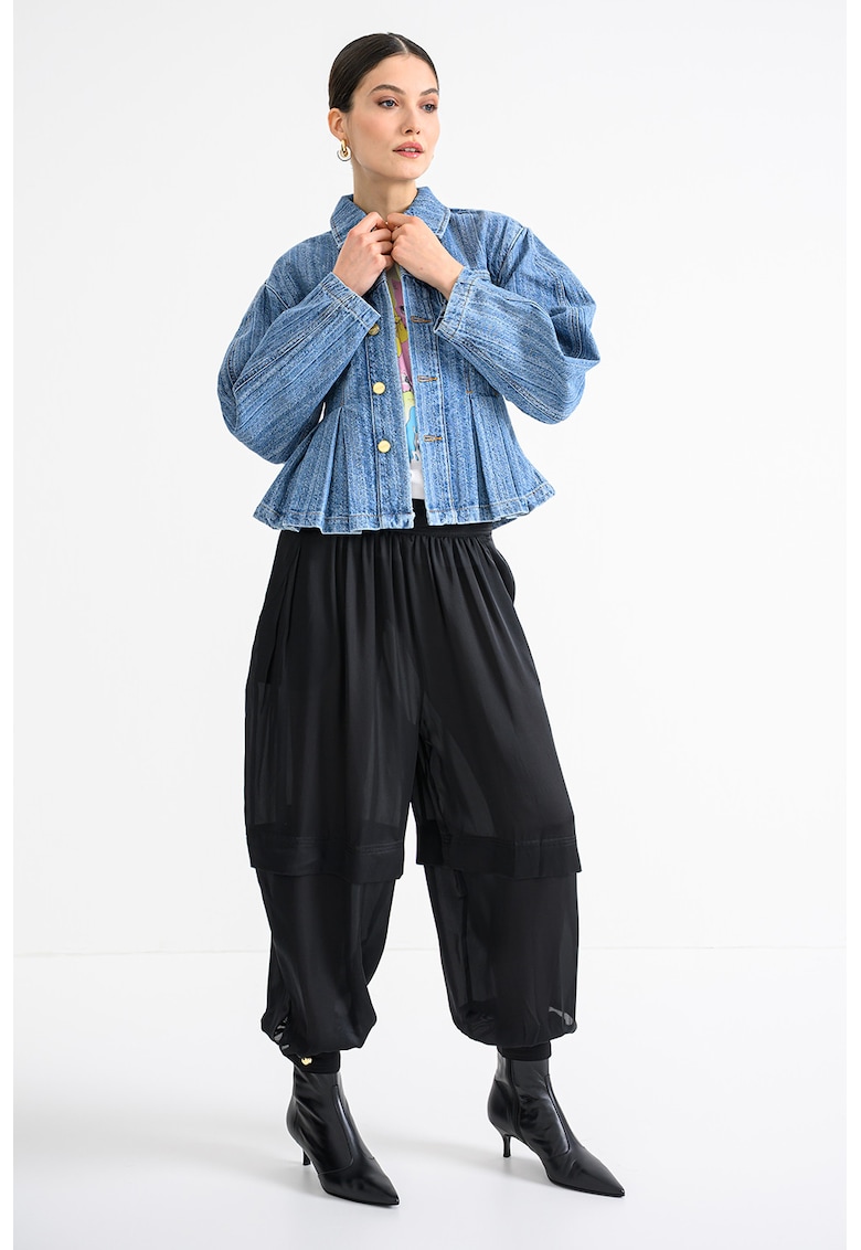 Oferte la Jacheta plisse din denim - Albastru melange
