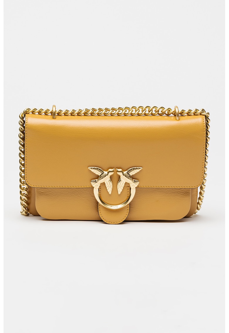 Oferte la Geanta crossbody de piele cu bareta din lant - Portocaliu persan