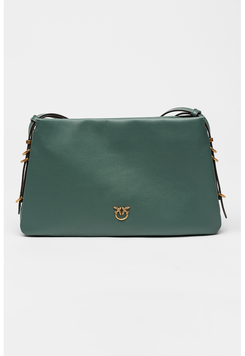 Oferte la Geanta crossbody de piele cu trei compartimente - Verde persan