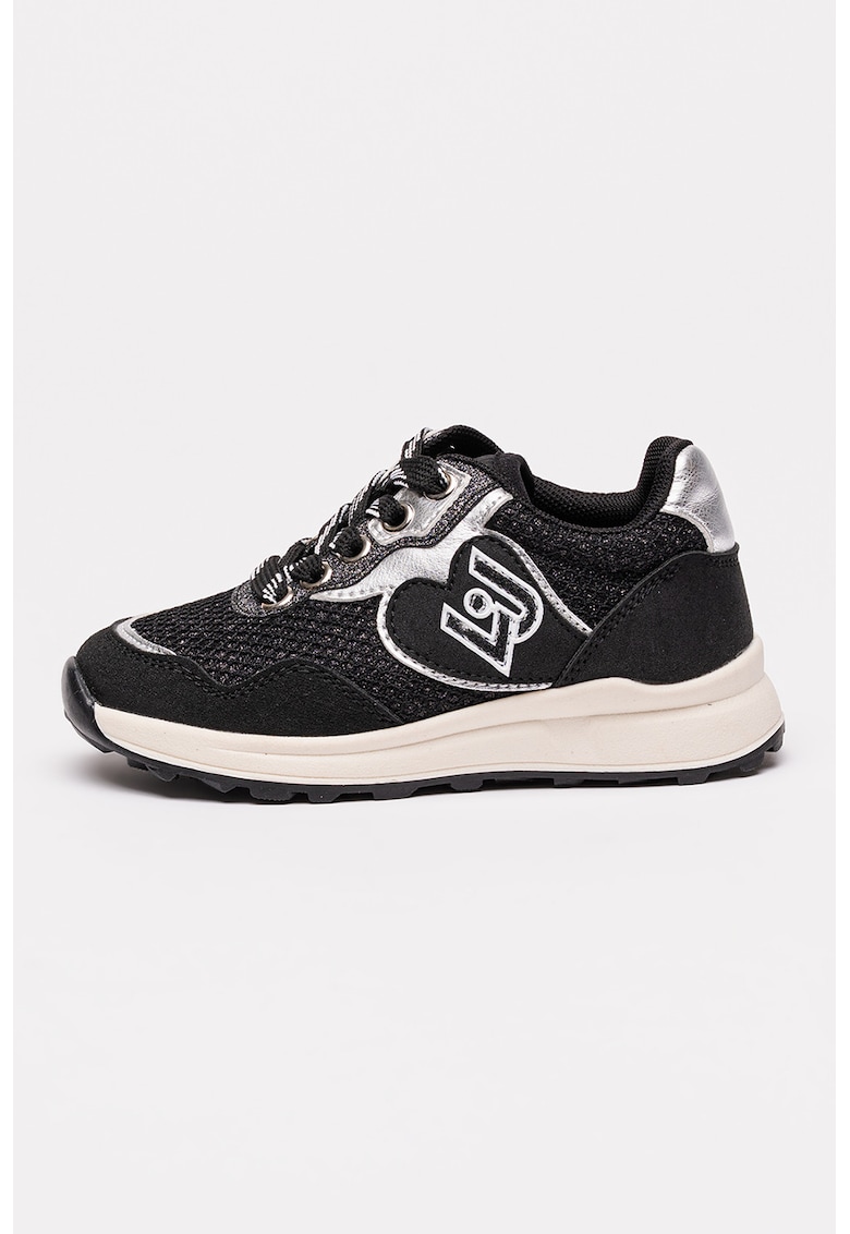Oferte la Pantofi sport din material sintetic cu garnituri din material textil - Negru/Argintiu