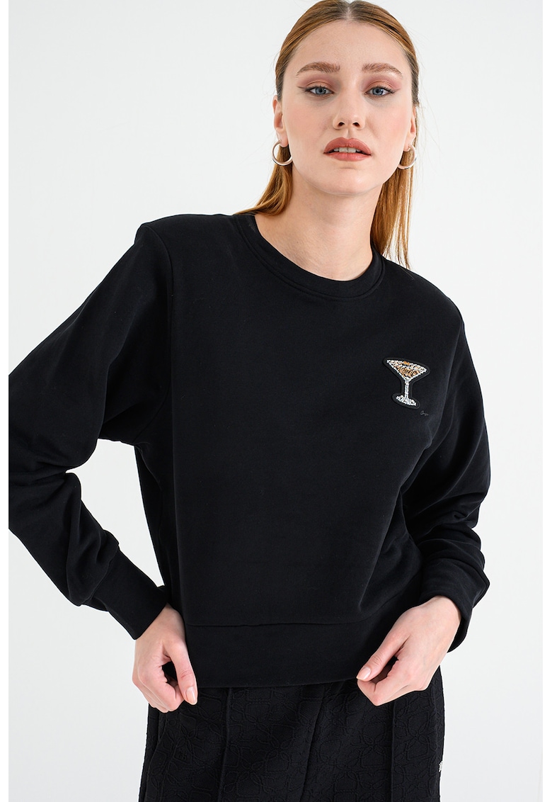 Oferte la Bluza de trening de bumbac cu decolteu la baza gatului - Negru