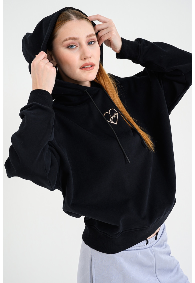 Oferte la Hanorac de bumbac cu logo discret - Negru