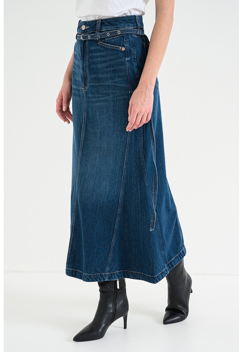 Oferte la Fusta lunga de denim - Albastru melange