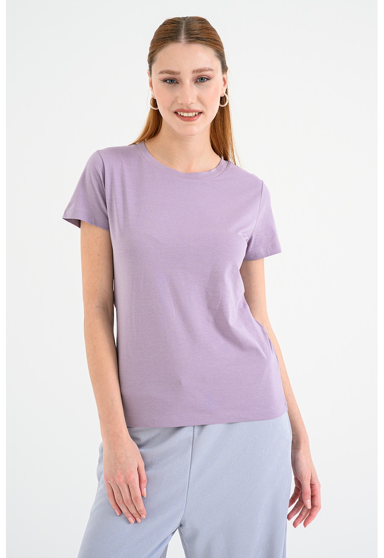 Oferte la Tricou de bumbac cu decolteu la baza gatului Esogo - Lila