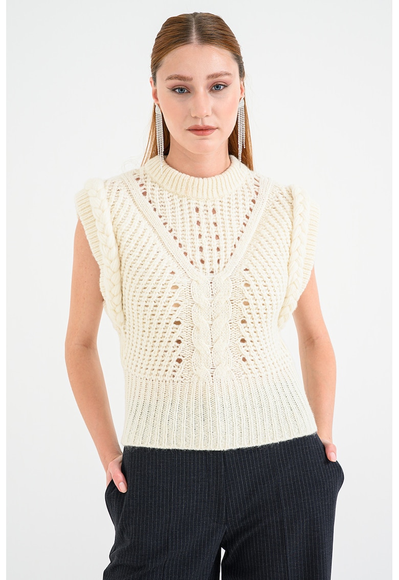 Oferte la Pulover tricotat fara maneci Fastina - Alb fildes