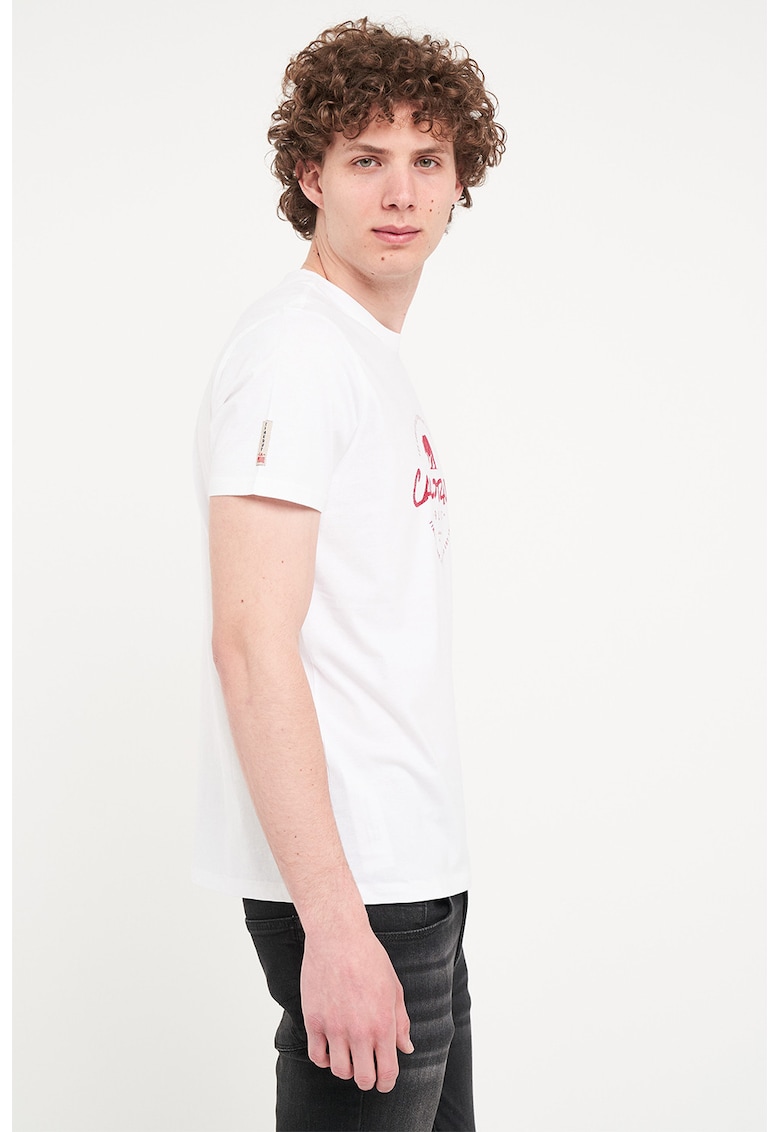 Oferte la Tricou din bumbac cu decolteu la baza gatului - Rosu/Alb optic