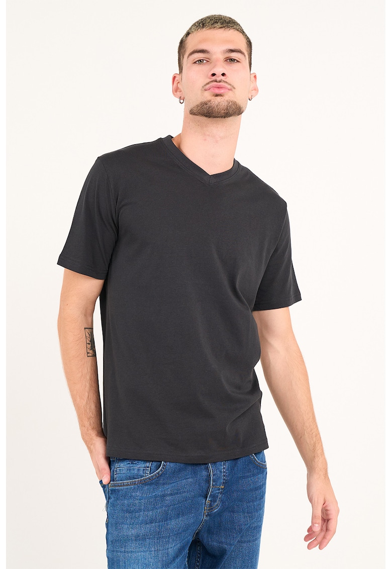 Oferte la Tricou uni cu decolteu in V - Negru stins