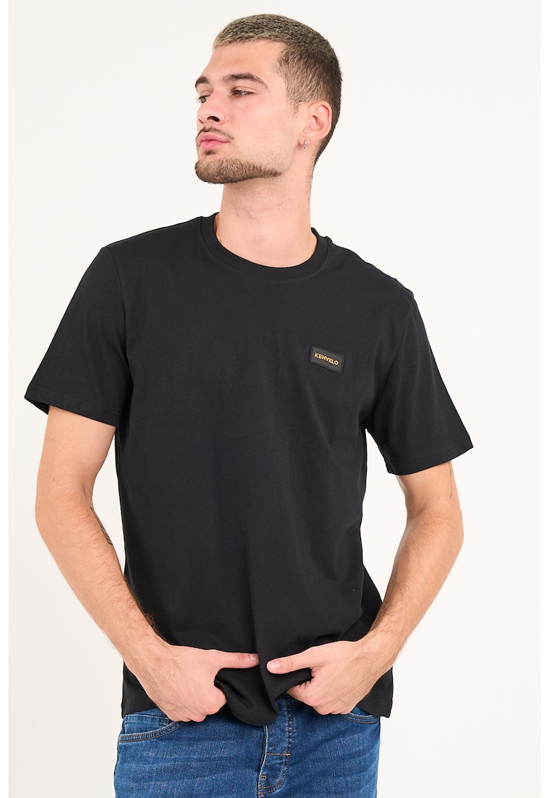 Oferte la Tricou din bumbac cu decolteu la baza gatului - Negru stins