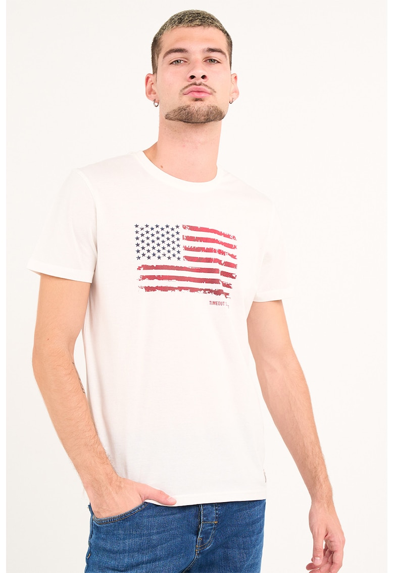 Oferte la Tricou din bumbac cu logo - Rosu/Albastru inchis/Alb optic