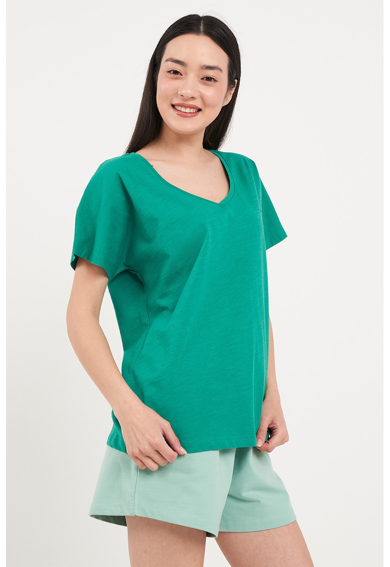 Oferte la Tricou din bumbac cu logo discret - Verde aquamarin