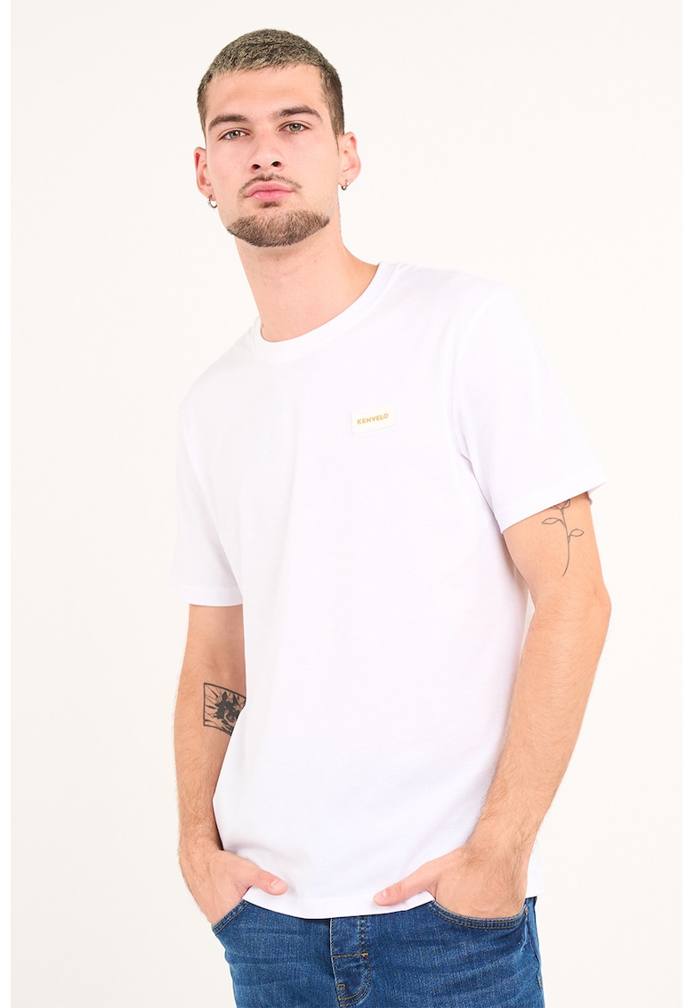 Oferte la Tricou din bumbac cu decolteu la baza gatului - Alb optic