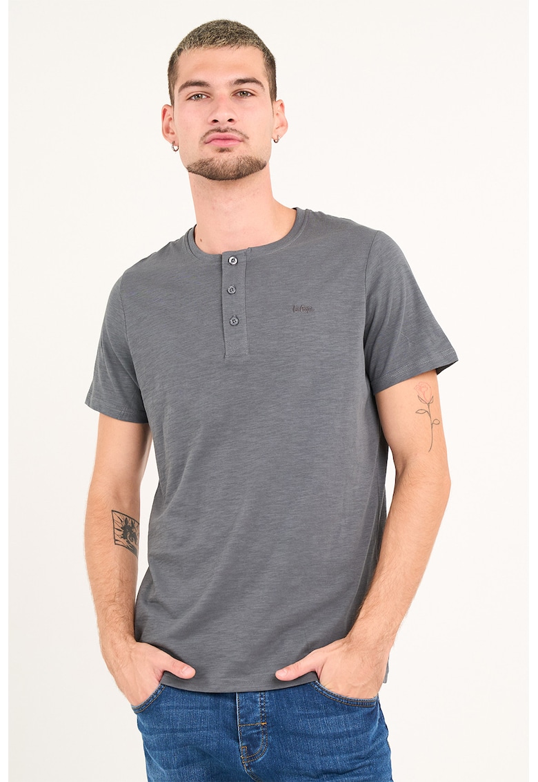 Oferte la Tricou regular-fit cu model uni - Albastru prafuit