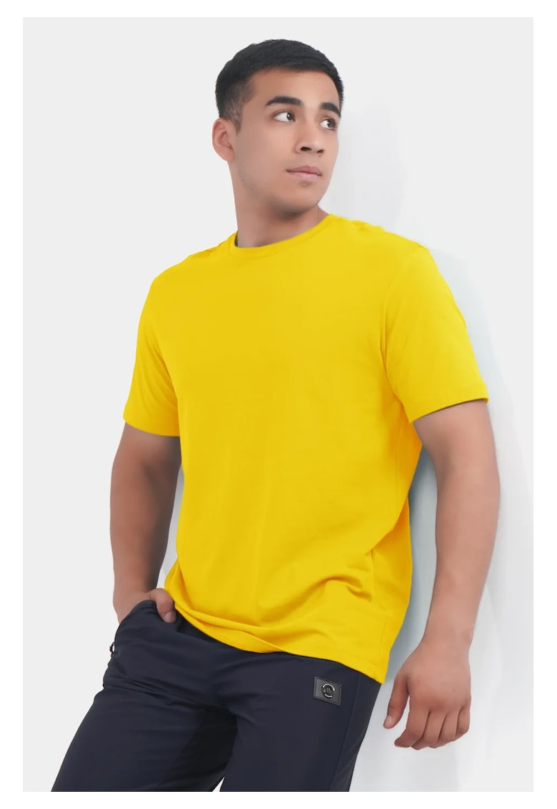 Oferte la Tricou cu maneca scurta din bumbac pentru barbati - Galben