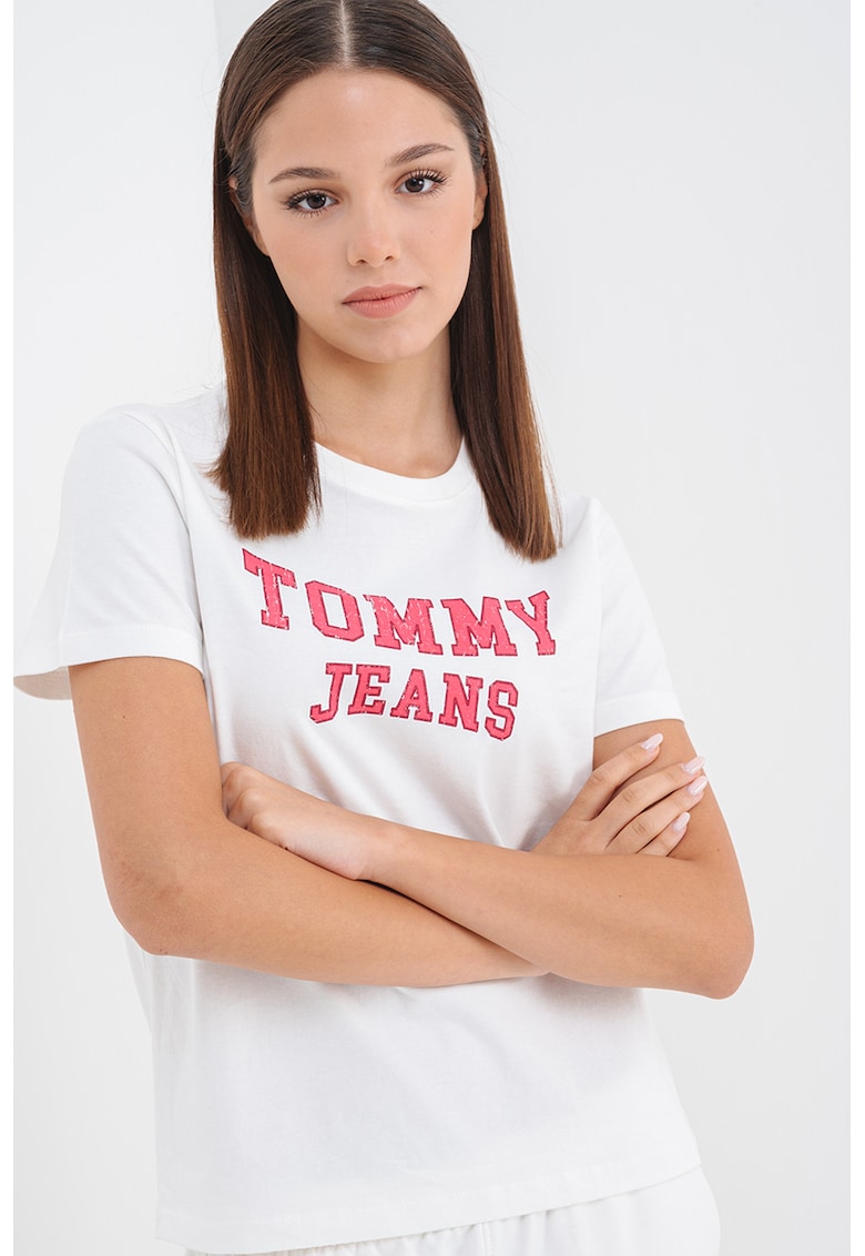 Oferte la Tricou din bumbac cu imprimeu logo - Alb/Roz