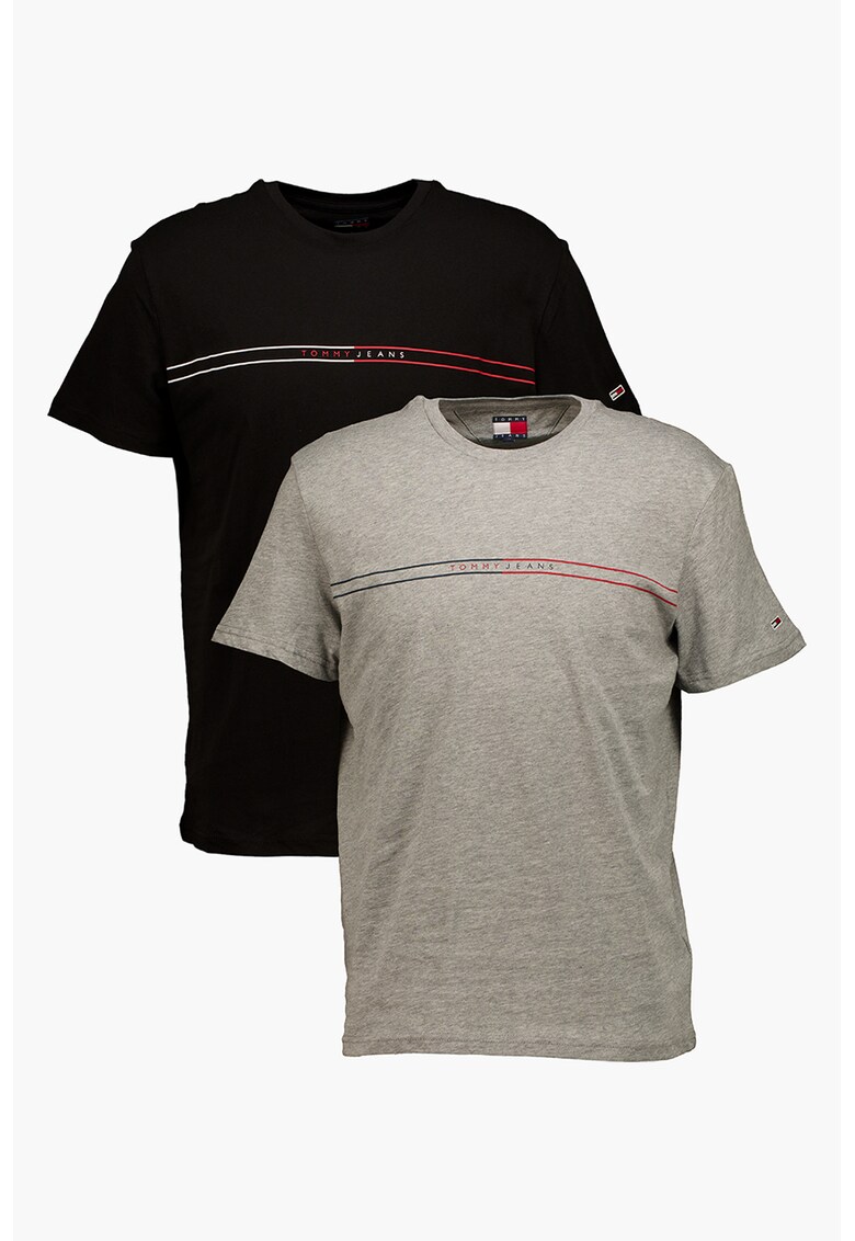 Oferte la Set de tricouri slim-fit - 2 Piese - Negru/Gri deschis melange