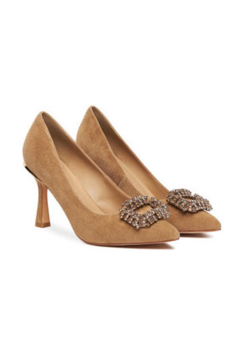 Oferte la Pantofi dama -  toc inalt - maro - piele naturala -