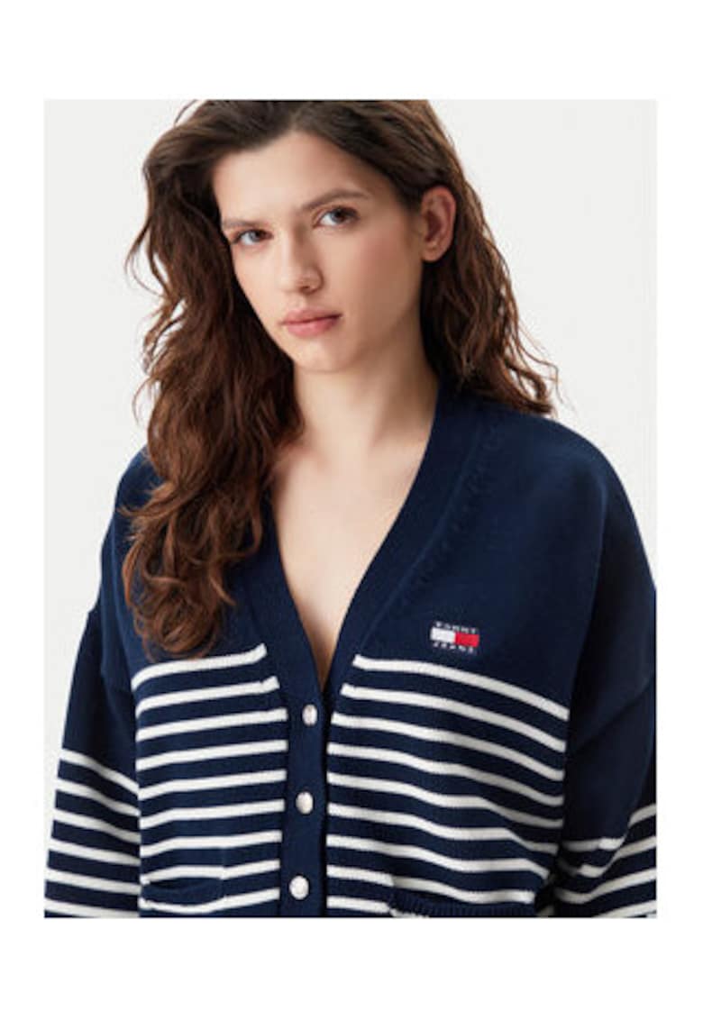 Oferte la Cardigan dama -  bumbac - bleumarin/alb -