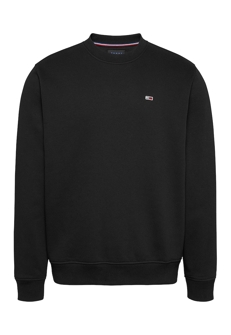 Oferte la Bluza de trening cu decolteu la baza gatului si logo discret - Negru