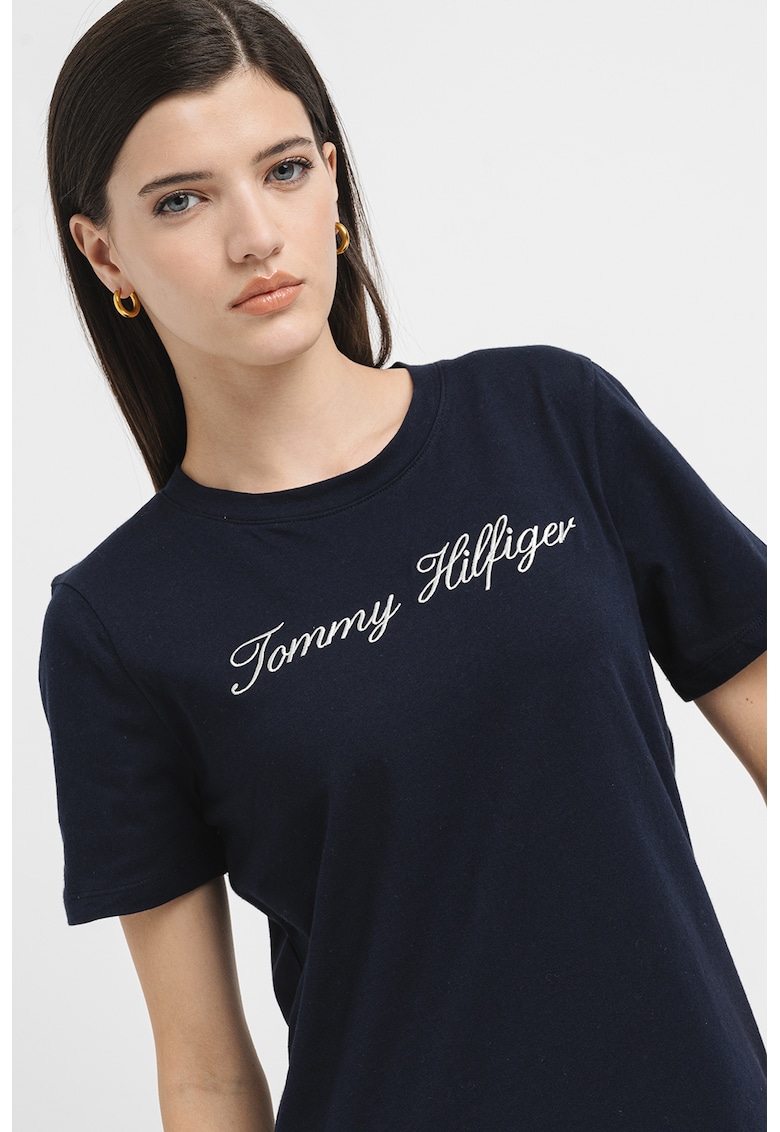 Oferte la Tricou de bumbac organic cu broderie logo - Albastru ultramarin