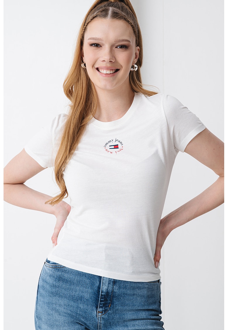Oferte la Tricou slim fit cu detaliu logo - Alb murdar