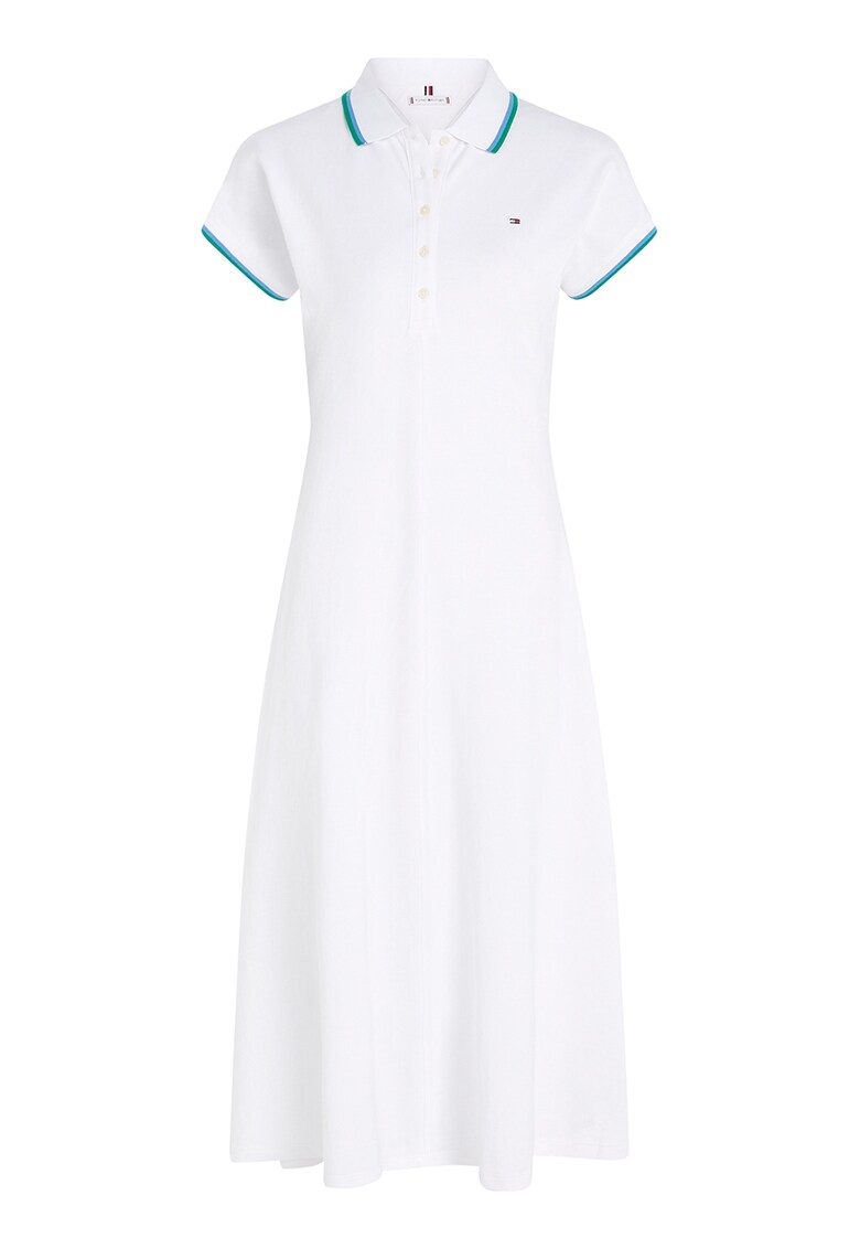 Oferte la Rochie polo evazata - Alb optic/Verde persan
