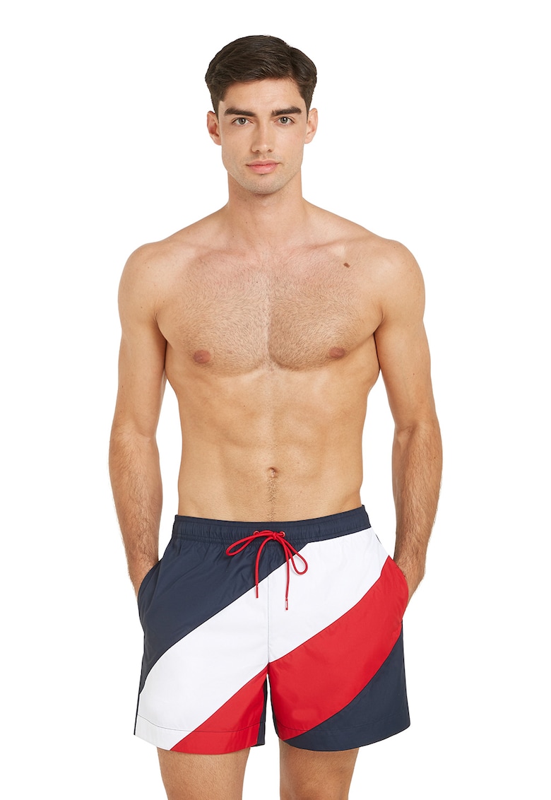 Oferte la Pantaloni scurti de baie cu garnituri contrastante - Rosu/Alb/Bleumarin