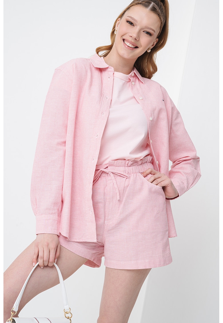 Oferte la Camasa din amestec de in - Alb/Roz pastel
