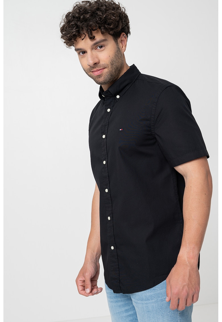 Oferte la Camasa de poplin cu maneci scurte - Negru