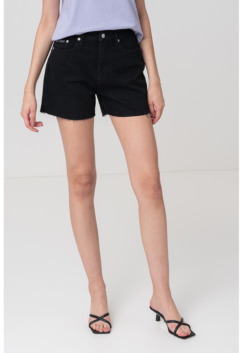Oferte la Blugi scurti cu talie inalta - Negru