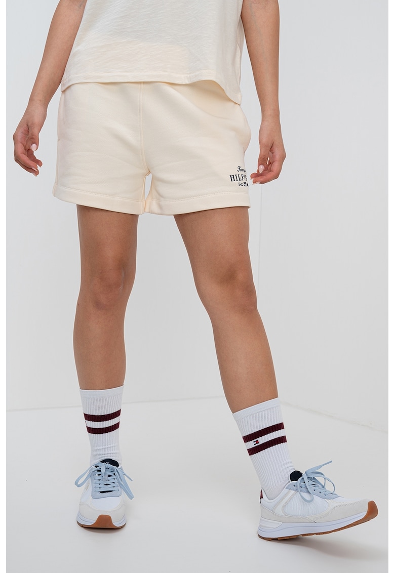 Oferte la Pantaloni scurti cu talie elastica si buzunare laterale - Galben pal