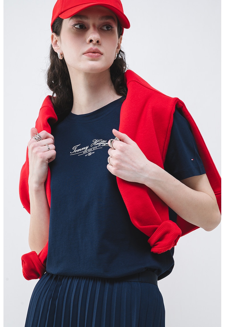 Oferte la Tricou de bumbac cu imprimeu logo - Bleumarin