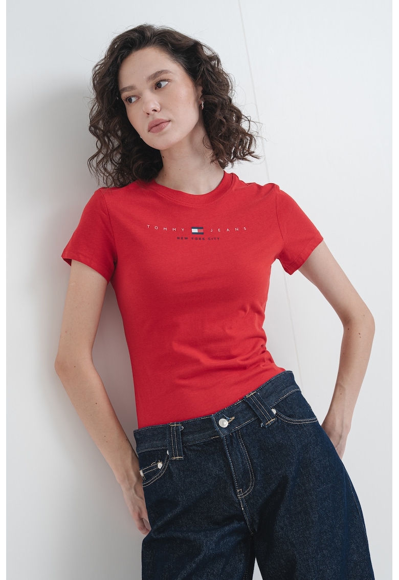Oferte la Tricou slim fit din bumbac - Visiniu/Negru