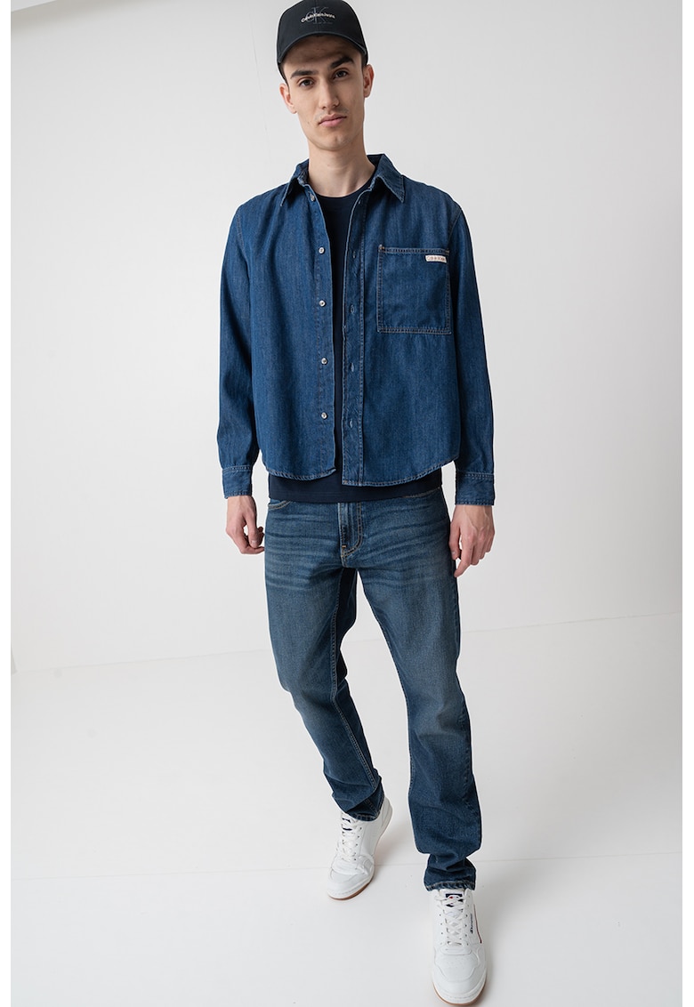 Oferte la Camasa din denim cu buzunar pe piept