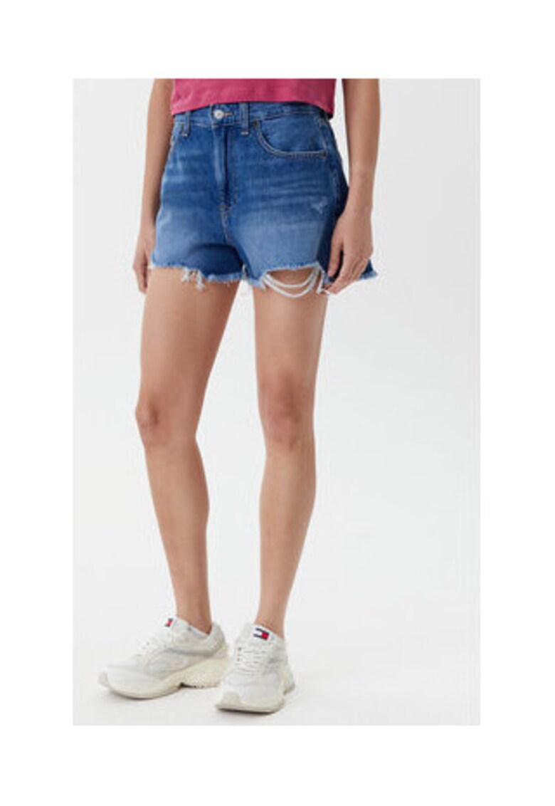 Oferte la Pantaloni scurti din denim dama -  albastru - bumbac/bumbac reciclat -
