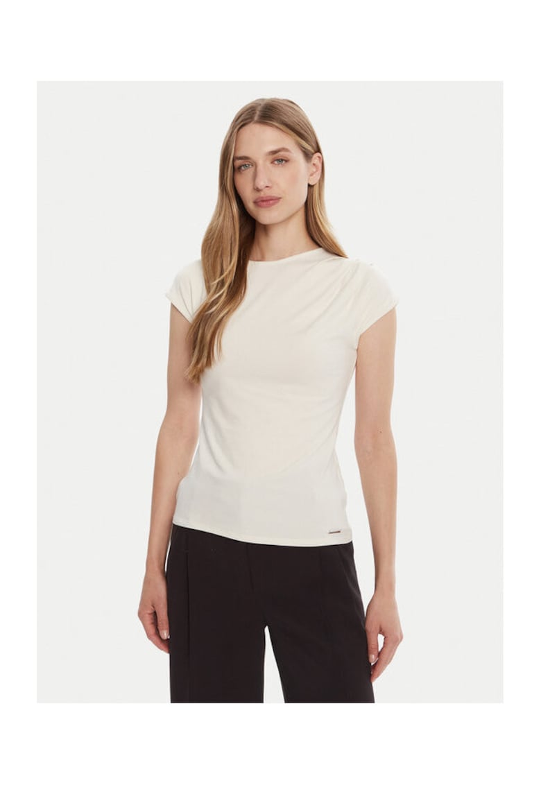 Oferte la Tricou dama -  Ecru - 77% modal - 19% bumbac - 4% elastan -